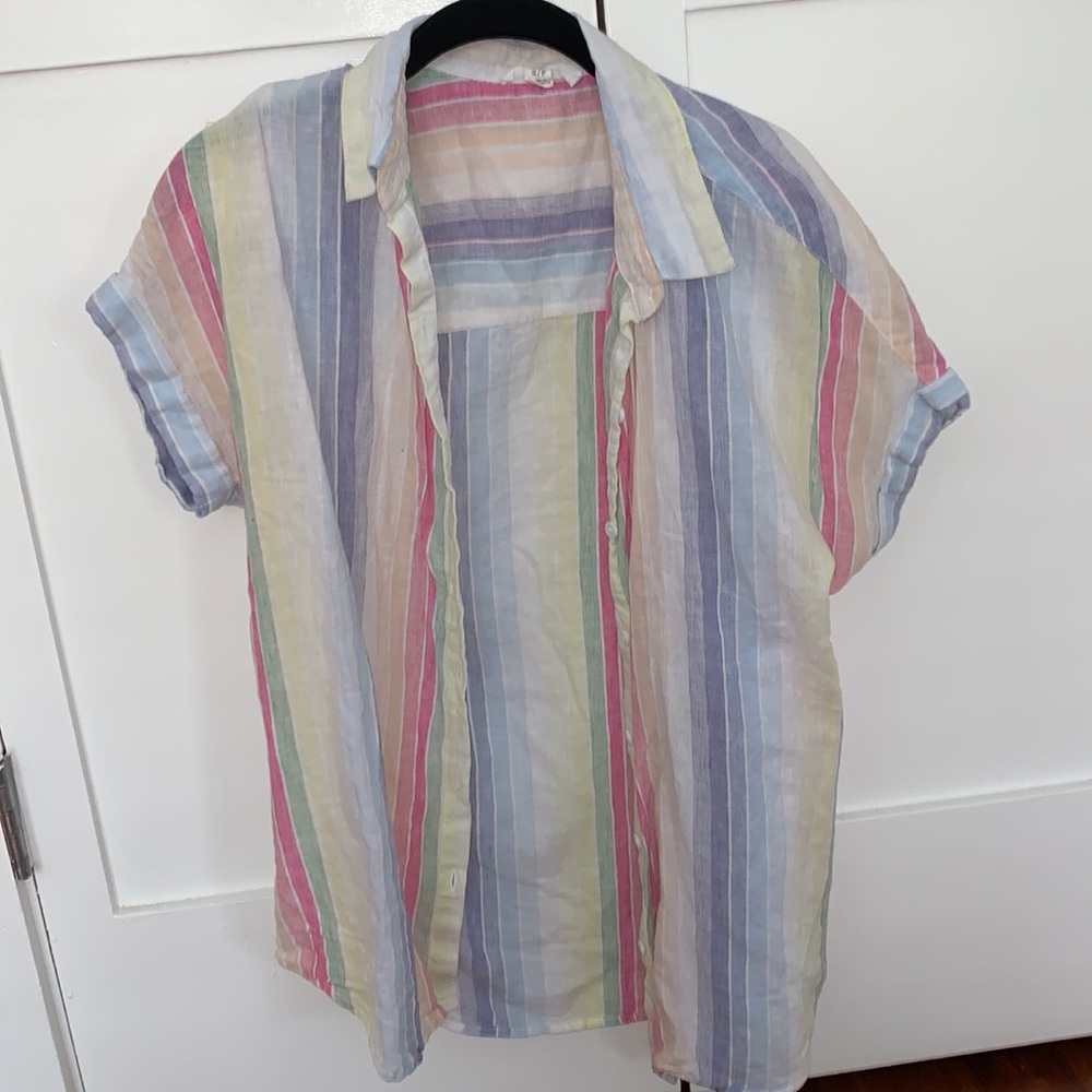 BeachLunchLounge rainbow button down